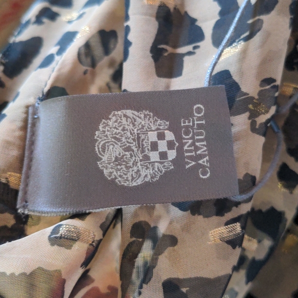 VINCE CAMUTO Leopard Print Sheer Metallic Gold Wrap Kimono Top One Size NEW - Picture 9 of 11